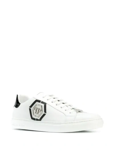 Shop Philipp Plein Logo Patch Sneakers In 0102 White