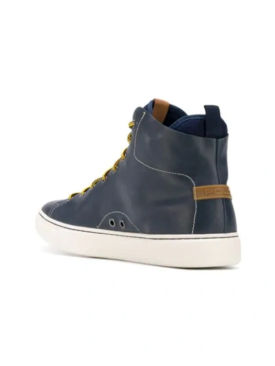 Shop Polo Ralph Lauren Contrasting Lace Sneakers In Blue