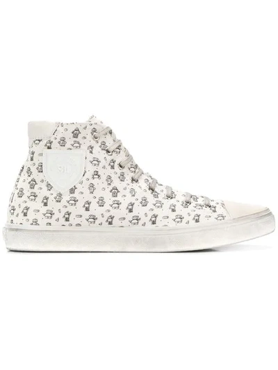 Shop Saint Laurent Bedford Mini Robots Print Sneakers In White