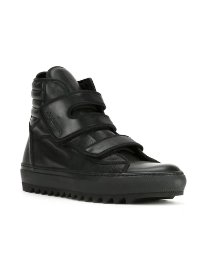 Shop Raf Simons Touch Strap Hi-top Sneakers In Black