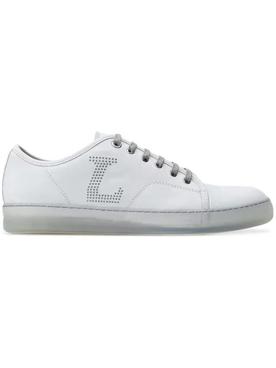 Shop Lanvin Perforated Logo Sneakers In Grey