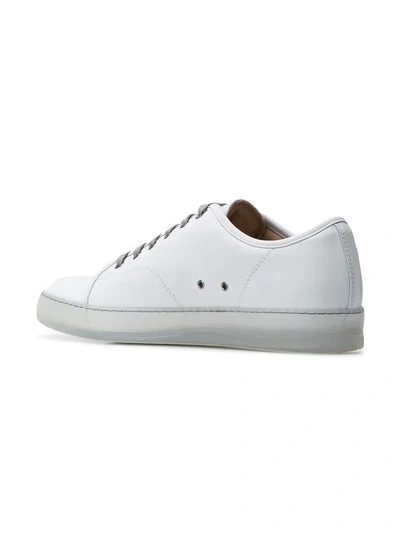 Shop Lanvin Perforated Logo Sneakers In Grey