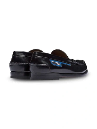 Shop Prada Logo Loafers In Black