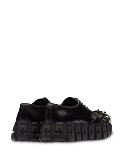 Shop Prada Studded Lace-up Shoes In Black