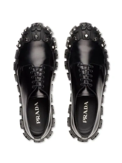 Shop Prada Studded Lace-up Shoes In Black