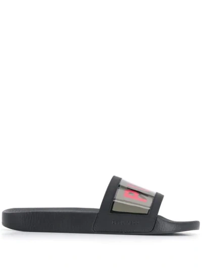 Shop Dsquared2 Punk Slide Sandals In Black