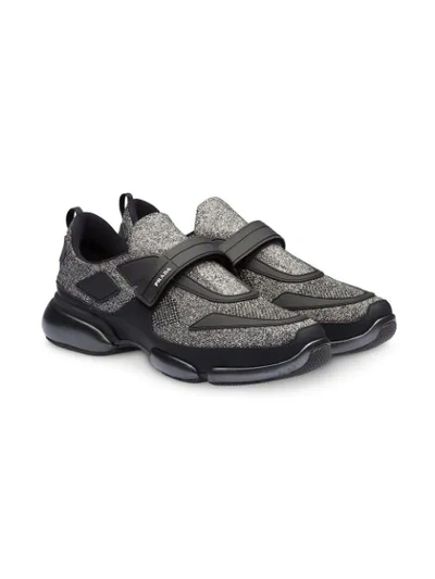 Shop Prada Cloudbust Knit Sneakers In Black