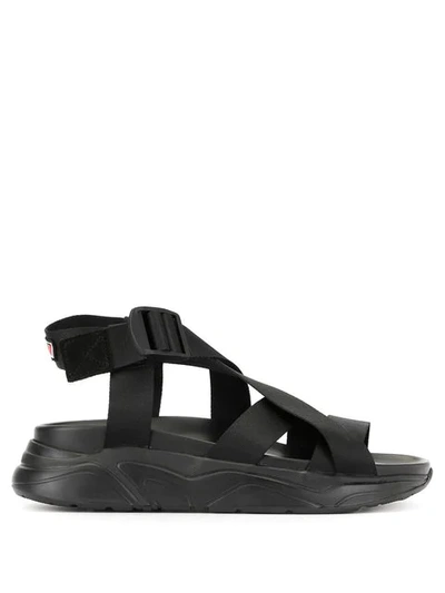 Shop Msgm Buckle Strap Sandals In Black