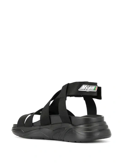 Shop Msgm Buckle Strap Sandals In Black