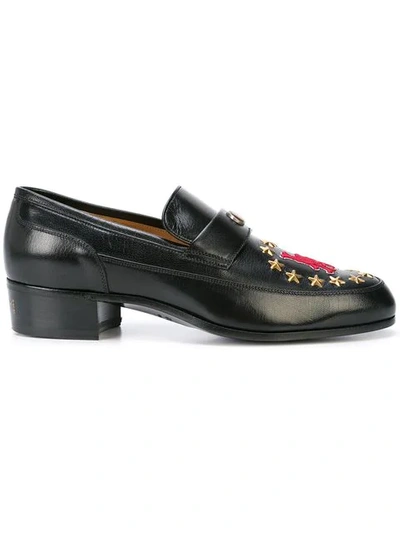 Shop Gucci Leather Loafer With La Patch In Black