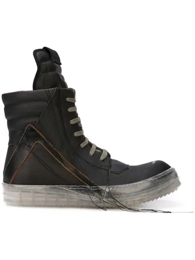 Shop Rick Owens Distressed Hi-top Sneakers In 36r990