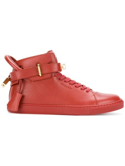 Shop Buscemi Padlock Detail High Top Sneakers In Red