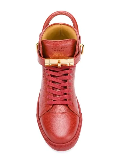 Shop Buscemi Padlock Detail High Top Sneakers In Red