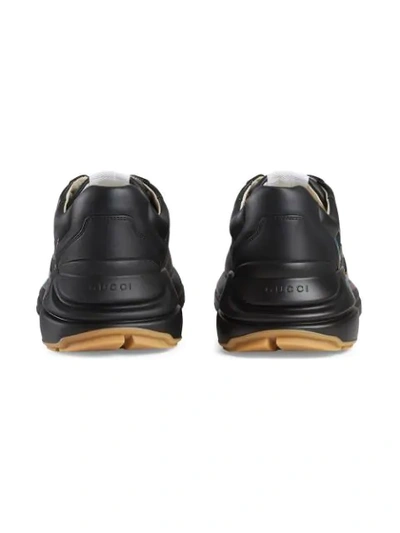 Shop Gucci Rhyton Leather Sneaker With  Logo In Black