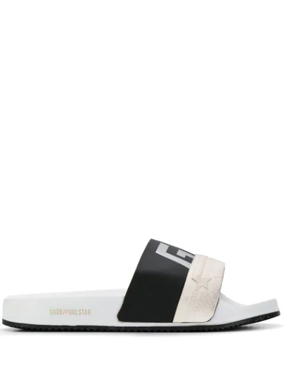 Shop Golden Goose Logo Sliders In White