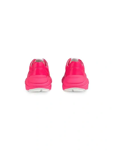 Shop Gucci Rhyton Fluorescent Leather Sneaker In Pink