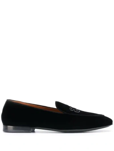 ETRO EMBROIDERED LOGO LOAFERS - 黑色