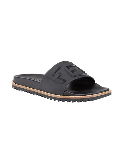 Shop Fendi Logo-embossed Slide Sandals In Black