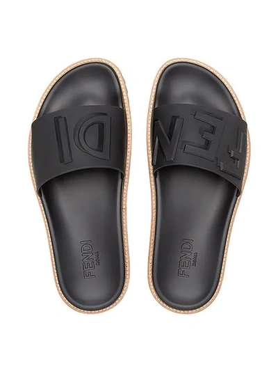 logo embossed slide sandals