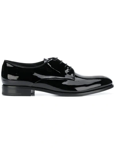 Shop Giorgio Armani Patent Derby Shoes In Black