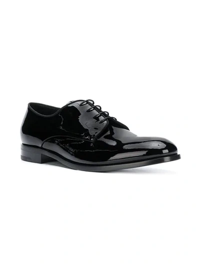 Shop Giorgio Armani Patent Derby Shoes In Black
