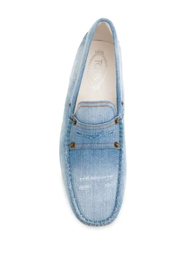 Shop Tod's Gommino Denim Driving Shoes In Blue