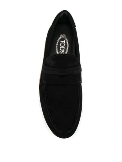 Shop Tod's Espadrille Monk Shoes In Black
