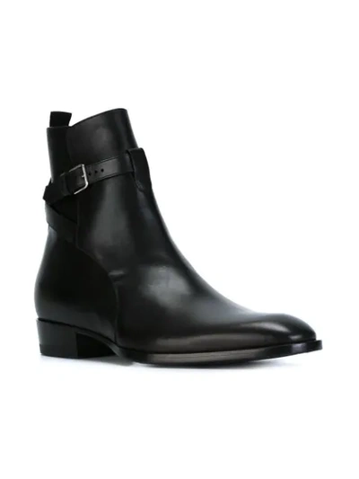 Shop Saint Laurent 'wyatt' Ankle Boots In Black