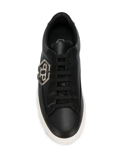 Shop Philipp Plein Lo-top Statement Sneakers In Black