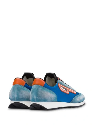 Shop Prada Suede And Nylon Sneakers In Blue