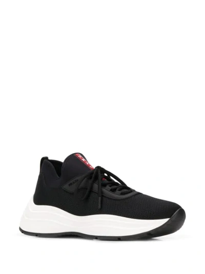 Shop Prada America's Cup Sneakers In F0967 Nero Bianco