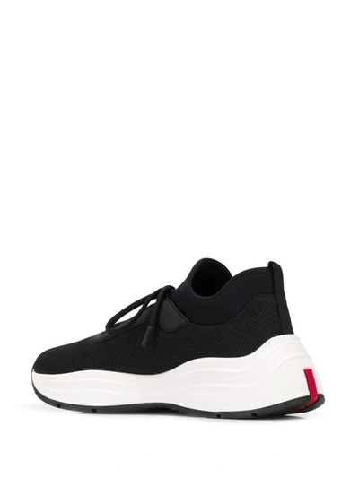 Shop Prada America's Cup Sneakers In F0967 Nero Bianco