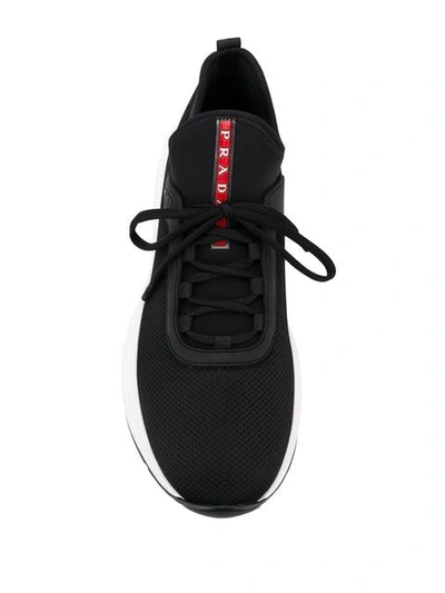 Shop Prada America's Cup Sneakers In F0967 Nero Bianco