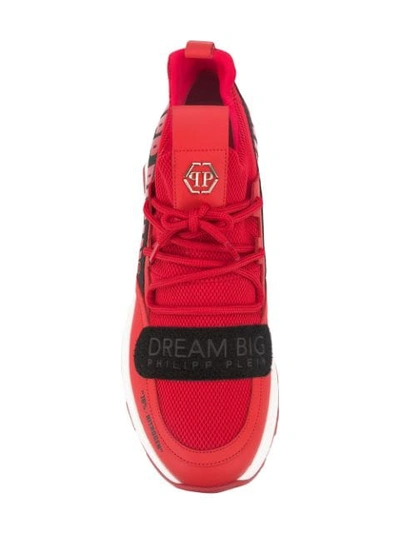 Shop Philipp Plein Chunky Low Top Trainers In Red