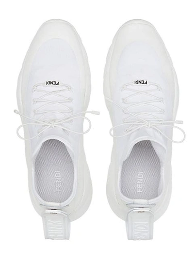 Shop Fendi Tab-appliqué Sneakers In White