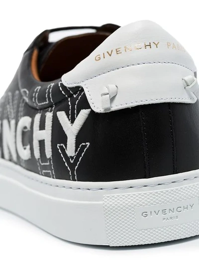 Shop Givenchy Embroidered Logo Low Top Sneakers In Black