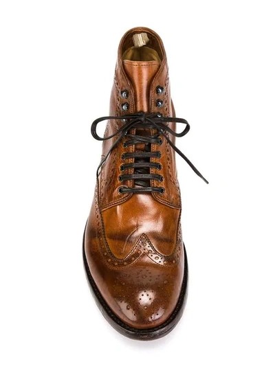Shop Officine Creative Distressed Brogue Boots In Brown