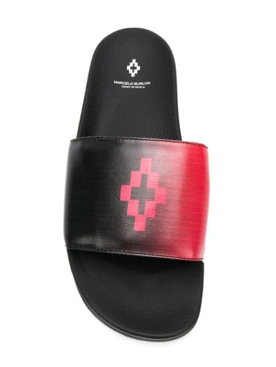 Shop Marcelo Burlon County Of Milan Cross Pool Slides In Black