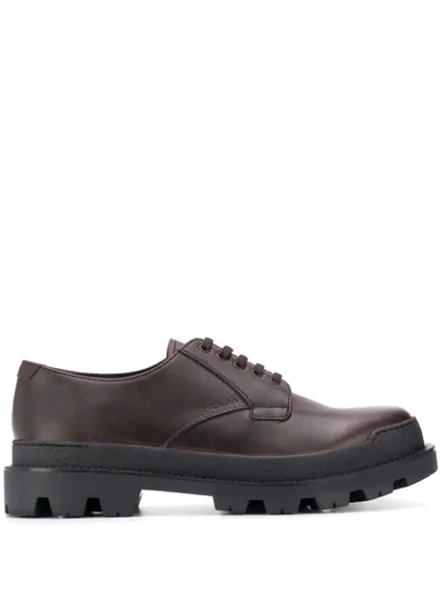 Shop Prada Lace-up Brogues In Brown