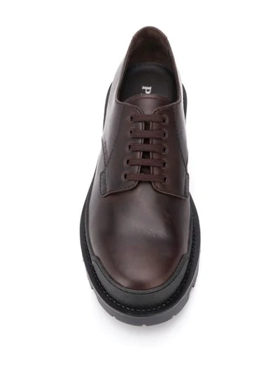 Shop Prada Lace-up Brogues In Brown