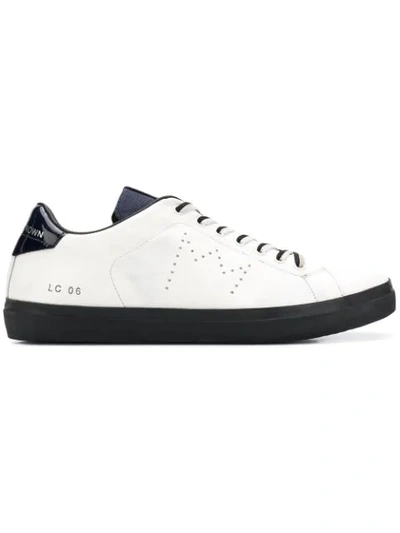 Shop Leather Crown Lace-up Sneakers - White