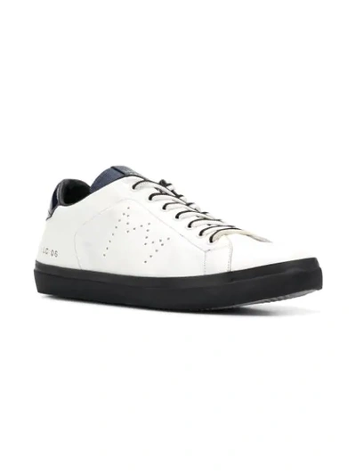 Shop Leather Crown Lace-up Sneakers - White