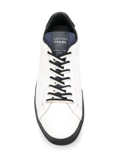 Shop Leather Crown Lace-up Sneakers - White