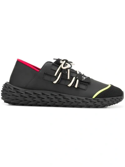 Shop Giuseppe Zanotti Ridged Lace-up Sneakers In Black