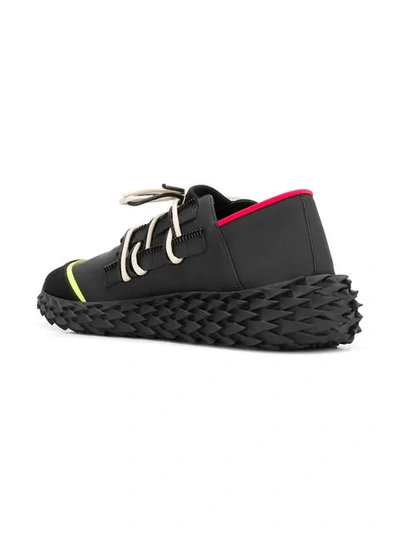 Shop Giuseppe Zanotti Ridged Lace-up Sneakers In Black