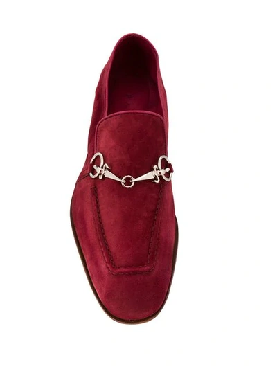 Shop Cesare Paciotti Silver-tone Detail Loafers In Red