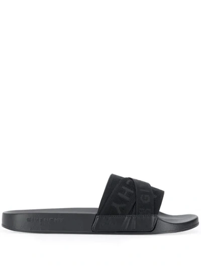 Shop Givenchy Logo Sliders In Black