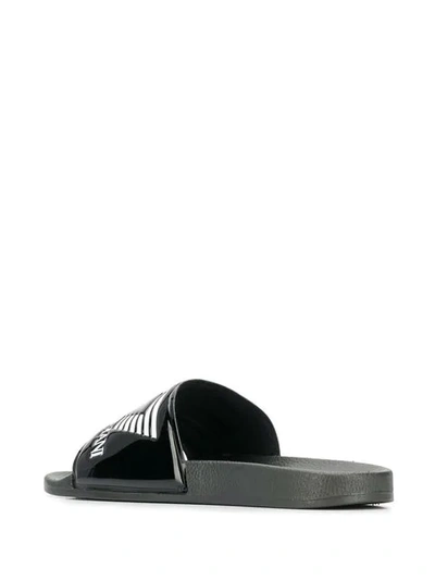 Shop Ea7 Branded Sliders In Black