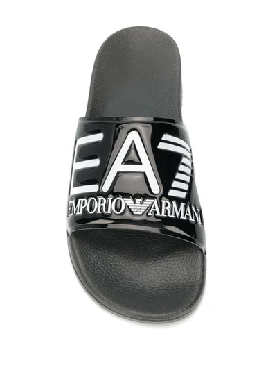 Shop Ea7 Branded Sliders In Black