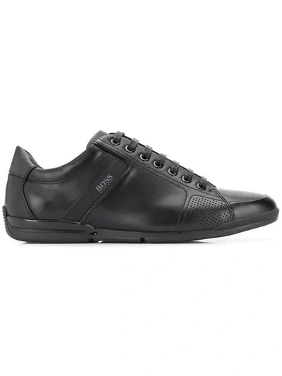 Shop Hugo Boss Leather Low-top Sneakers In Black